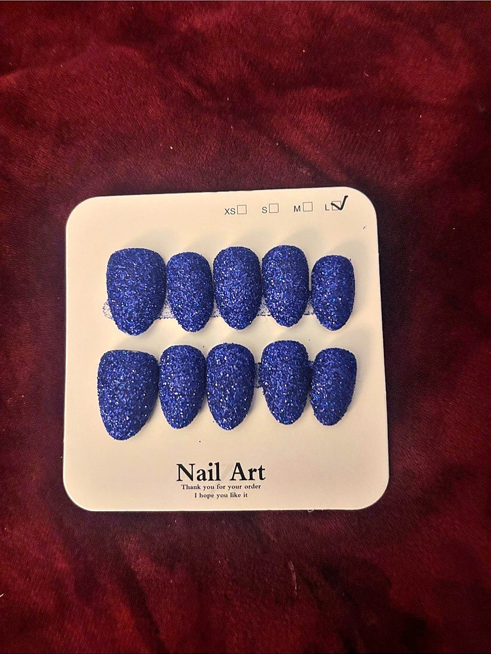 Blue Glitter Press-On Nails